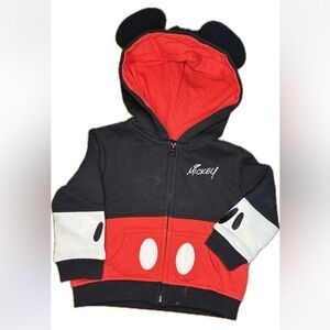 Disneys Mickey Mouse baby zip-up ear hoodie size 6 months